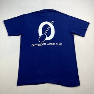Vintage Outrigger Canoe Club T-Shirt Adult Small Navy Blue Hawaii Waikiki 90s